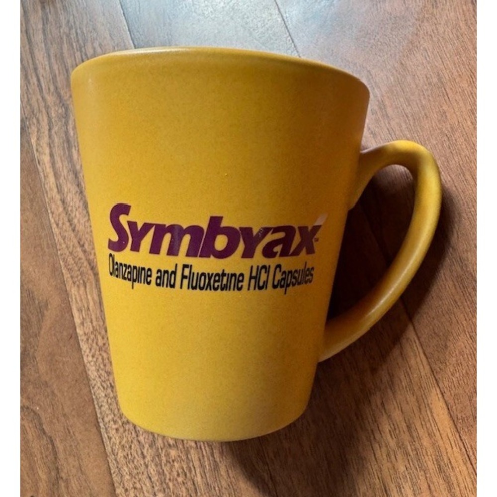 Vintage Drug Rep Symbyax Coffee Cup Mug Pharmaceutical Advertisement
